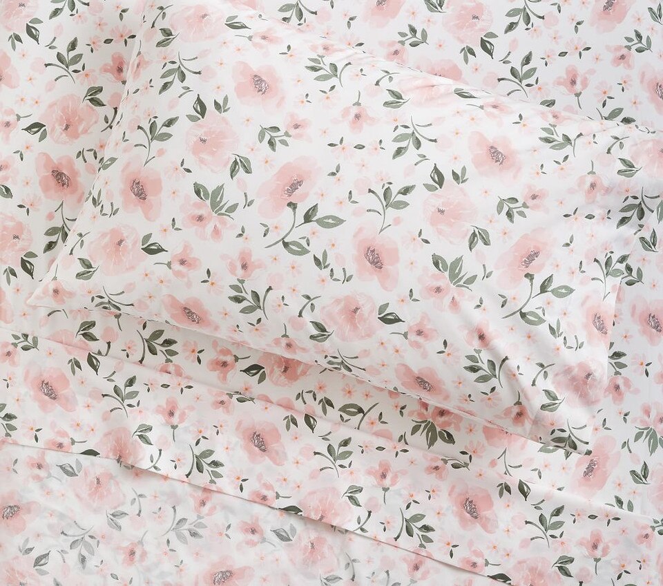 Meredith Floral Organic Sheet Set & Pillowcases Pottery Barn Kids